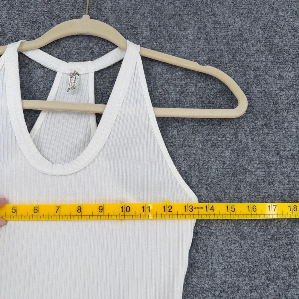 Free People Ribbed Racerback Thong Bodysuit White XS‎